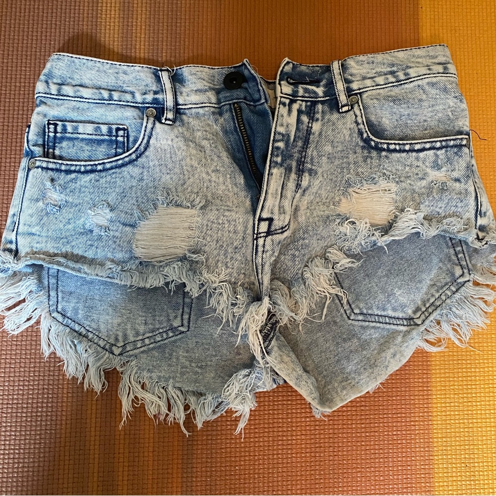 Acid Washed Cut-Off Jean Shorts, Size 3.